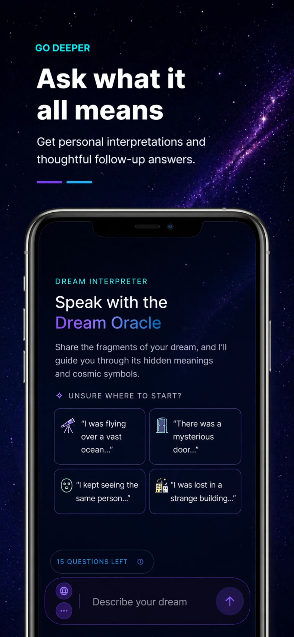 Dream Oracle guided conversation screen